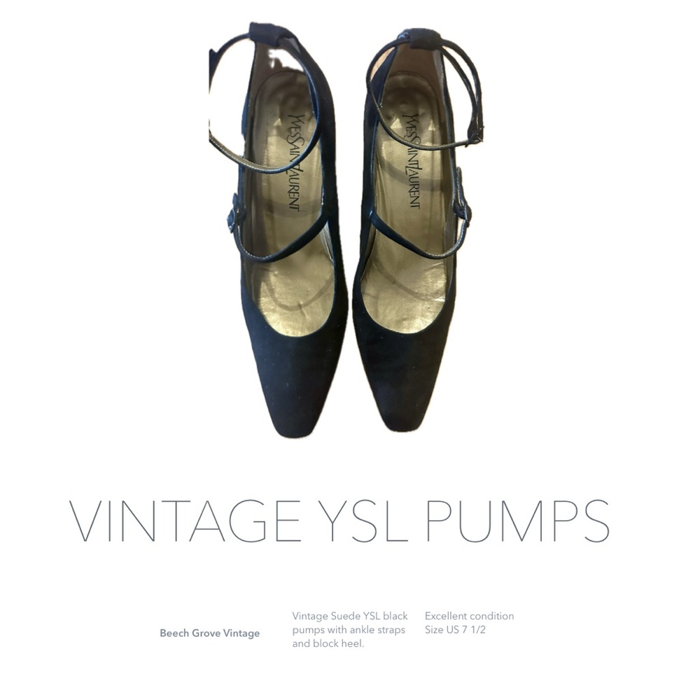 Yves Saint Laurent Black Vintage Suede Pumps